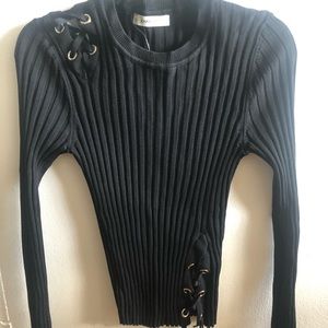 SOLD Zara sweater w lace up tie shoulder detail